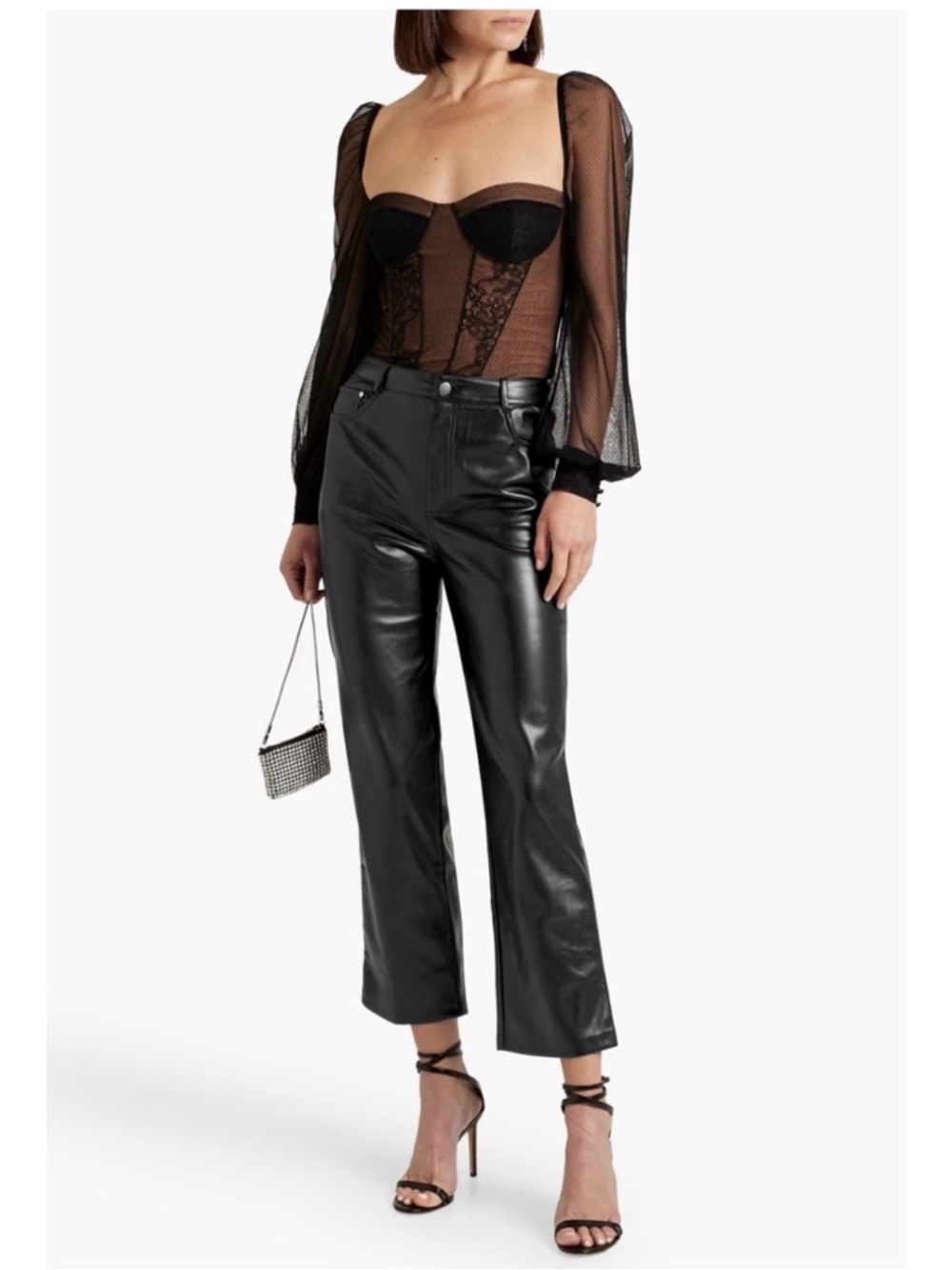 Cami NYC Hanie High Rise Leather Trouser Pants Black